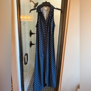 Maeve Blue and White Polka Dot Dress